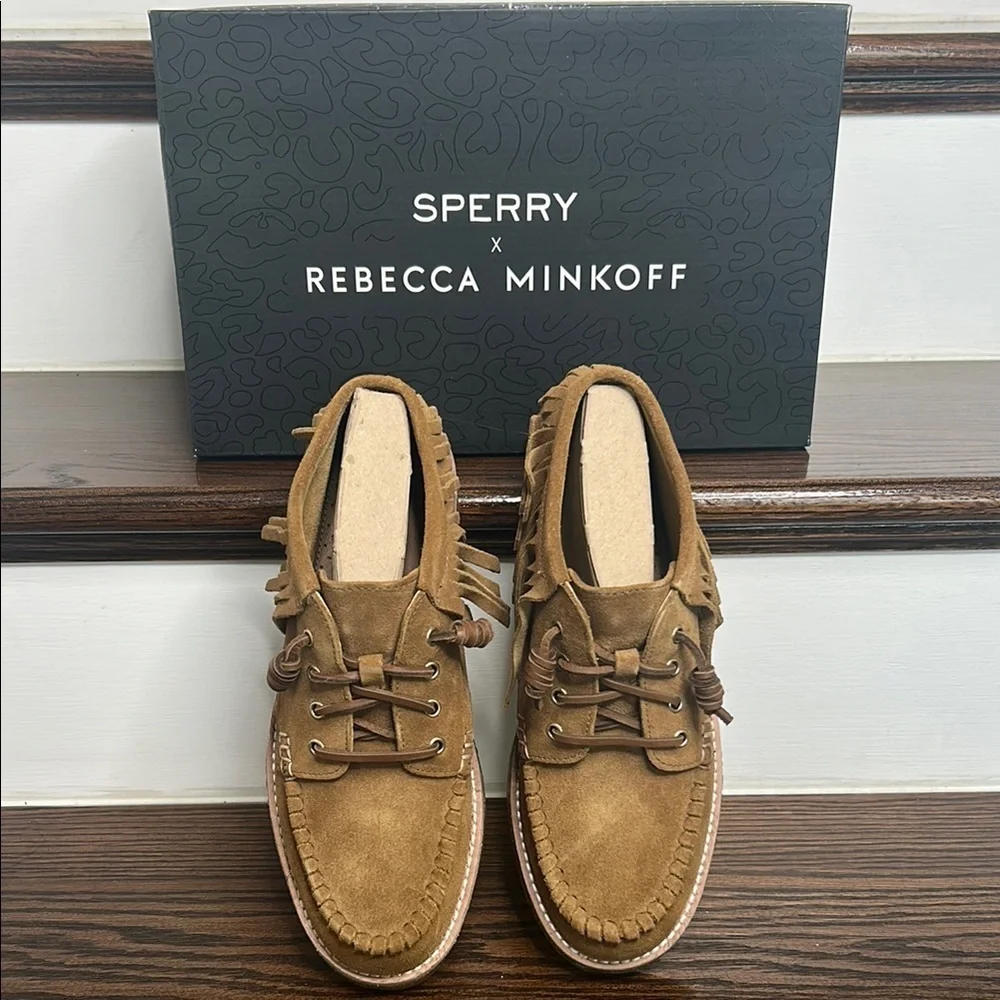 Rebecca Minkoff x Sperry Collab. Women’s Brown Fringe Chukka Suede Booties,9.5M